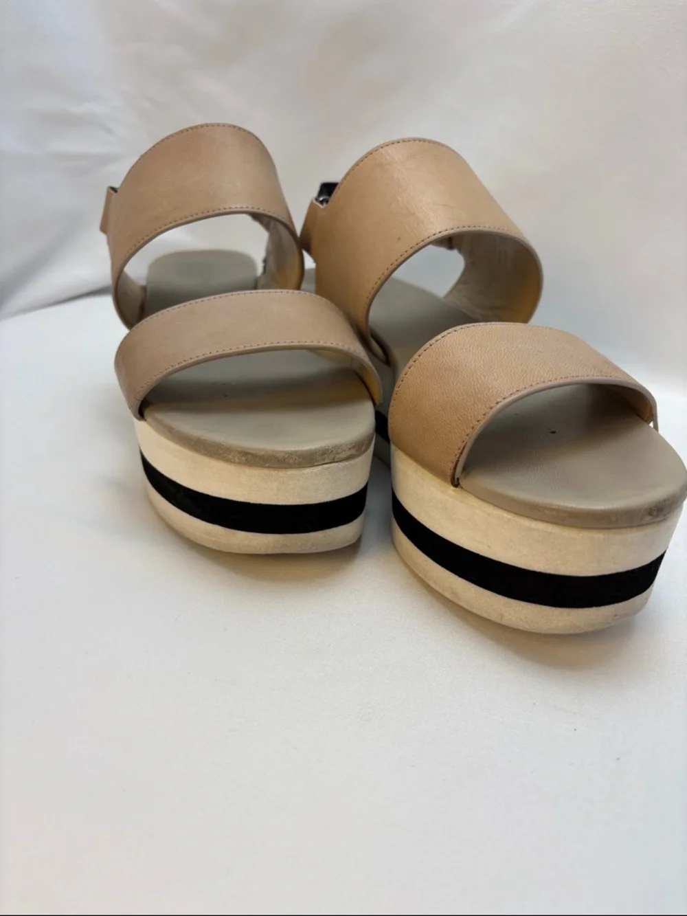 Via Spiga Women’s Sz7M Beige and Black Platform‎ Sandals #306